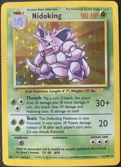 Nidoking 011/102 Base Set Holo *DAMAGED* Pokemon Card - Image 1