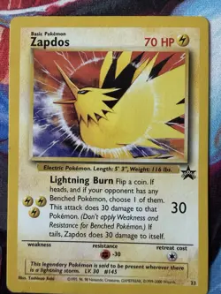 1999 Pokemon Black Star Promo Zapdos WoTC 1999-2000 LP Lightly Played No.23 - Image 1