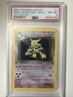 Pokemon PSA 8 1st Edition Dark Alakazam 1/82 Team Rocket Holo - Image 1
