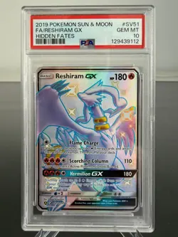Pokemon TCG PSA 10 GEM MINT Reshiram GX SV51/SV94 Hidden Fates English - Image 1