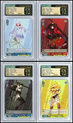 Weiss Schwarz CGC 10 Team Rwby Yang, Weiss, Ruby, Blake (Alt Art) PR Autographed - Image 1