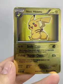 Thicc Pikachu HP100 Gold Metal Pokemon Card-Collectible Gift Display！good - Image 3
