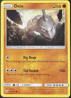 Onix 105/236 Sm-Cosmic Eclipse Regular - Pokemon Card - Image 1