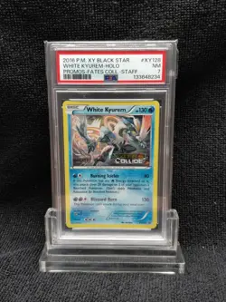 2016 POKEMON XY BLACK STAR PROMO FATES COLLIDE-STAFF WHITE KYUREM-HOLO PSA 7 - Image 3