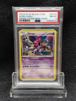 PSA 8 Pokemon Hoopa STAFF Prerelease Promo Steam Seige XY147 - Image 2