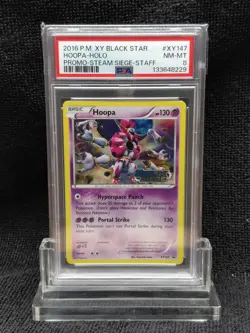 PSA 8 Pokemon Hoopa STAFF Prerelease Promo Steam Seige XY147 - Image 3