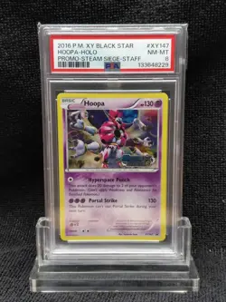 PSA 8 Pokemon Hoopa STAFF Prerelease Promo Steam Seige XY147 - Image 4