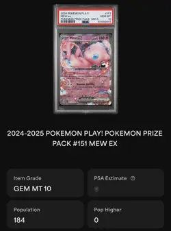 PSA 10 Pokemon Mew EX Prize Pack Series 5 Promo 151 Gem Mint • POP 184 - Image 2