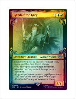 1x Gandalf the Grey, Showcase Scroll Foil, LOTR, Magic MTG NM - Image 1