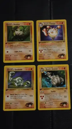 Pokemon Brock's Mankey, Primeape, Geodude, Graveler 1st Edition Gym Challenge - Image 1
