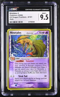 CGC 9.5 MINT+ Ninetales 2006 EX Dragon Frontiers 8/101 Holo Pokemon Card - Image 1