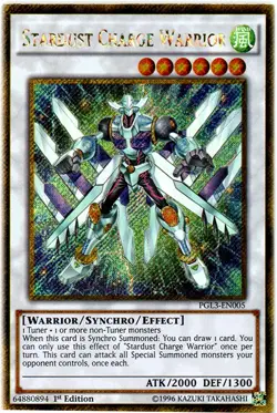 Yugioh! LP Stardust Charge Warrior - PGL3-EN005 - Gold Secret Rare - 1st Edition - Image 1