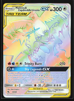 Moltres Zapdos Articuno GX 69/68 Hidden Fates Secret Rare Pokemon Card - Image 1