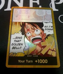 🔥 One Piece Card Game DON!! Card Gold Frame OP15 ENGLISH Luffy Golden Bell 🔥 - Image 1