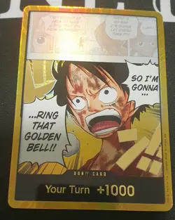 🔥 One Piece Card Game DON!! Card Gold Frame OP15 ENGLISH Luffy Golden Bell 🔥 - Image 2