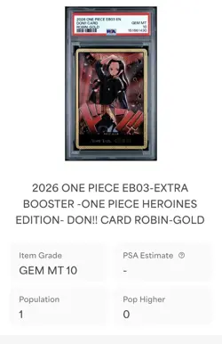 One Piece Card Game TCG Nico Robin EB03 Heroine Edition Gold Don!! PSA 10 Pop #1 - Image 2