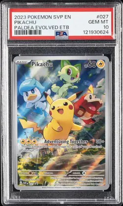 2023 POKEMON SVP EN-SV BLACK STAR PROMO #027 PIKACHU PSA 10 - Image 1