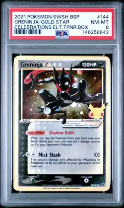 PSA 8 2021 Pokemon Celebrations Greninja Gold Star SWSH144 ETB Promo NM-MT #SWSH - Image 1