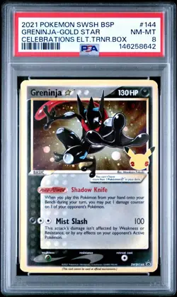 PSA 8 2021 Pokemon Celebrations Greninja Gold Star SWSH144 ETB Promo NM-MT #SWSH - Image 1