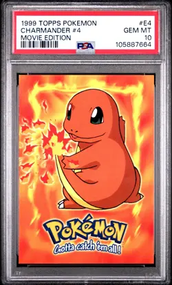 1999 TOPPS POKEMON THE MOVIE EDT #E4 CHARMANDER #4 PSA 10 - Image 1