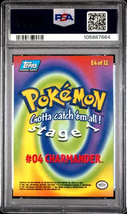 1999 TOPPS POKEMON THE MOVIE EDT #E4 CHARMANDER #4 PSA 10 - Image 2
