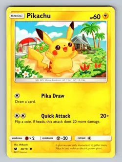 Pikachu 30/111 Common SM - Crimson Invasion NM - LP Pokemon TCG - Image 1