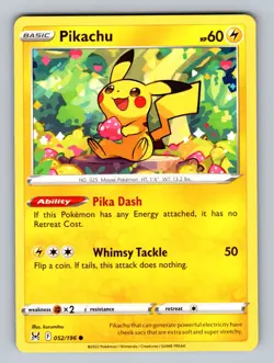 Pikachu 052/196 Common SWSH11: Lost Origin NM - LP Pokemon TCG - Image 1