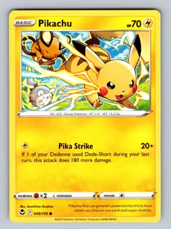 Pikachu 049/195 Common SWSH12: Silver Tempest NM - LP Pokemon TCG - Image 1