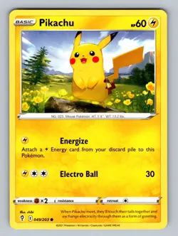 Pikachu 049/203 Common SWSH07: Evolving Skies NM - LP Pokemon TCG - Image 1