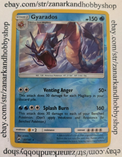 Pokemon Gyarados 33/147 Burning Shadows REVERSE HOLO LP - Image 1