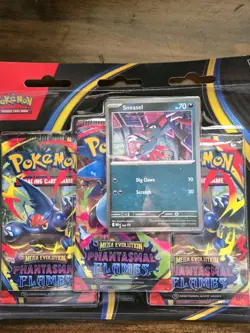 2x Pokemon TCG Phantasmal Flames 3 Pack Blisters (Sneasel + Weavile Promos) - Image 2