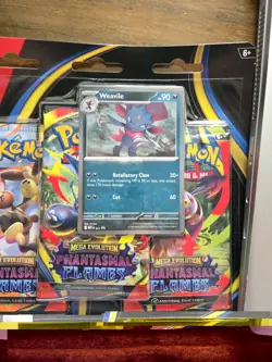 2x Pokemon TCG Phantasmal Flames 3 Pack Blisters (Sneasel + Weavile Promos) - Image 3