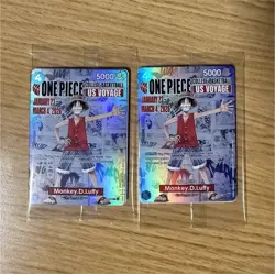 Bandai One Piece CCG US Voyage Leader Foil Promo Monkey D. Luffy Card Lot of 2 - Image 1