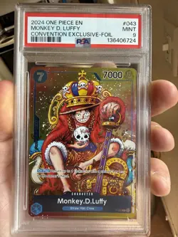 2024 One Piece P-043 Monkey D. Luffy Convention Exclusive Foil PSA 9 English🔥📈 - Image 1