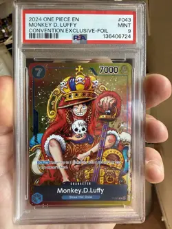 2024 One Piece P-043 Monkey D. Luffy Convention Exclusive Foil PSA 9 English🔥📈 - Image 4