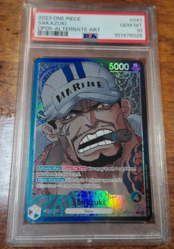 PSA 10 Sakazuki Holo 041 Alternate Art Leader 2023 One Piece Card OP05 - Image 1