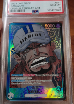 PSA 10 Sakazuki Holo 041 Alternate Art Leader 2023 One Piece Card OP05 - Image 2