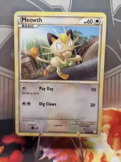 Pokemon TCG Meowth Heartgold Soulsilver 75/123 Regular Common - Image 1