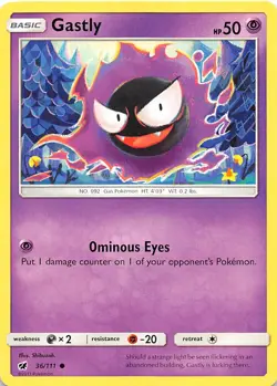 Gastly 36/111 SM Crimson Invasion Pokemon - Image 1