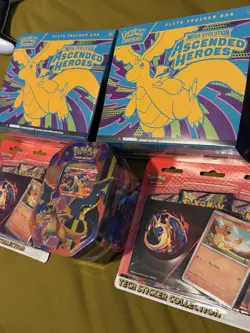 Pokemon Mega Evolution Ascended Heroes Elite Trainer Box, tech stick, CHARZD TIN - Image 2