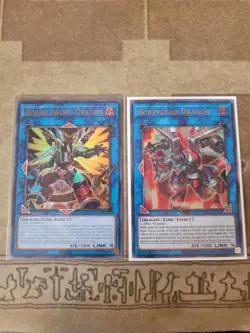 YUGIOH BORRELSWORD DRAGON BLC1 1ST + BORRELOAD DRAGON DUPO ULTRA UNLIMITED ED NM - Image 1