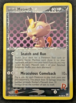2004 POKEMON EX TEAM ROCKET RETURNS 46/109 ROCKET'S MEOWTH - LP - Image 1