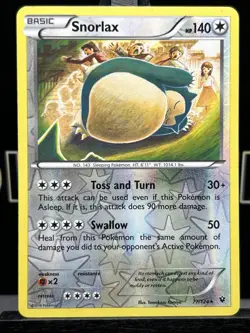 2016 Pokemon Fates Collide Snorlax Rare Reverse Holo 77/124 LP - Image 3