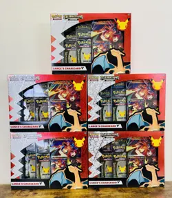 Pokemon TCG Celebrations Collection Lance's Charizard V Box lot of 5 - Image 1