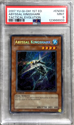 Yugioh Card 1st Ed. Abyssal Kingshark Secret Rare PSA 9 Mint, TAEV-EN084 2007 - Image 1