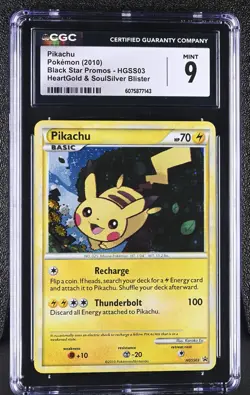 CGC 9 MINT Pikachu 2010 Black Star Promos HGSS03 Holo Pokemon Card - Image 1
