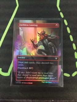 MTG Magic The Gathering Faithless Looting Foil Borderless Red Sorcery Commander - Image 1