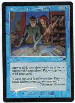 MTG Accumulated Knowledge - Foil, Nemesis, Heavily Played, English - Image 1