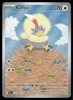 Pokemon Cards Rufflet 154/086 Black Bolt Illustration Rare NM - Image 1