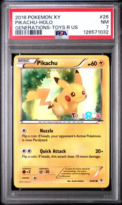 2016 POKEMON XY GENERATIONS TOYS R US #26 PIKACHU-HOLO PSA 7 - Image 1